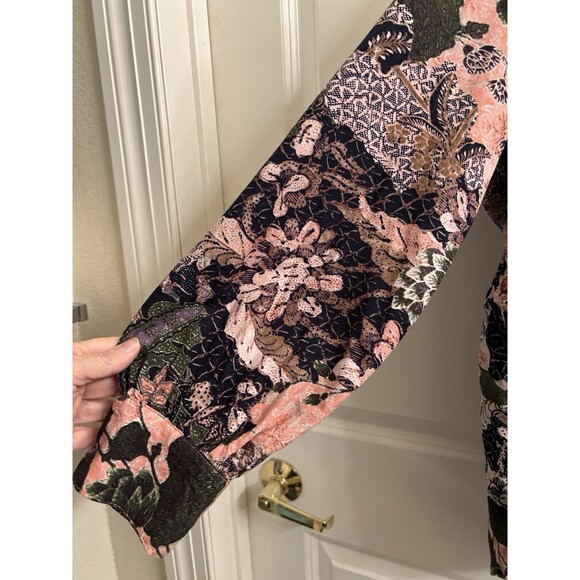 Terra & Sky Womens Blouse Ruffles Floral Top Sz 1X Peasant Boho - Picture 3 of 6